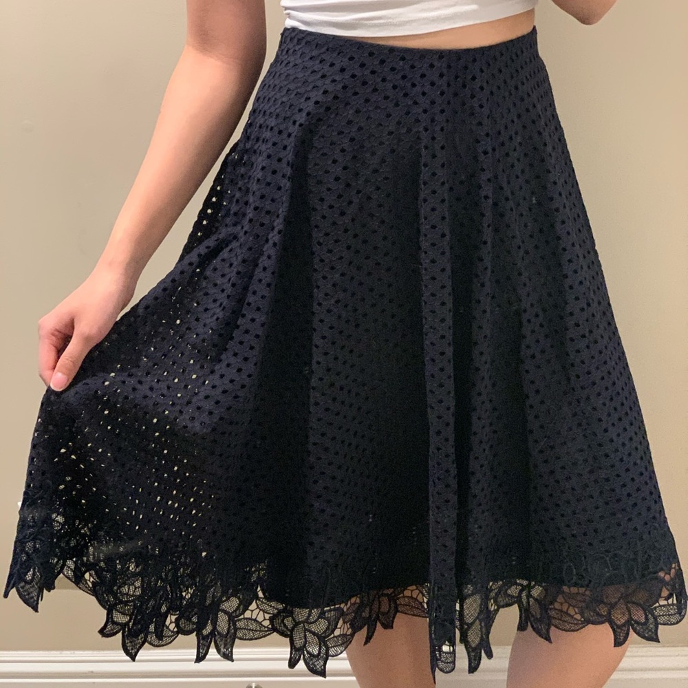 NWT Navy lace midi skirt